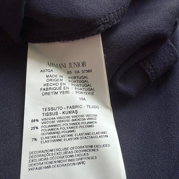 Armani Junior Dress Girls Size 10A Contrast Stitch Bow Flare Preppy Kidcore - Picture 7 of 8